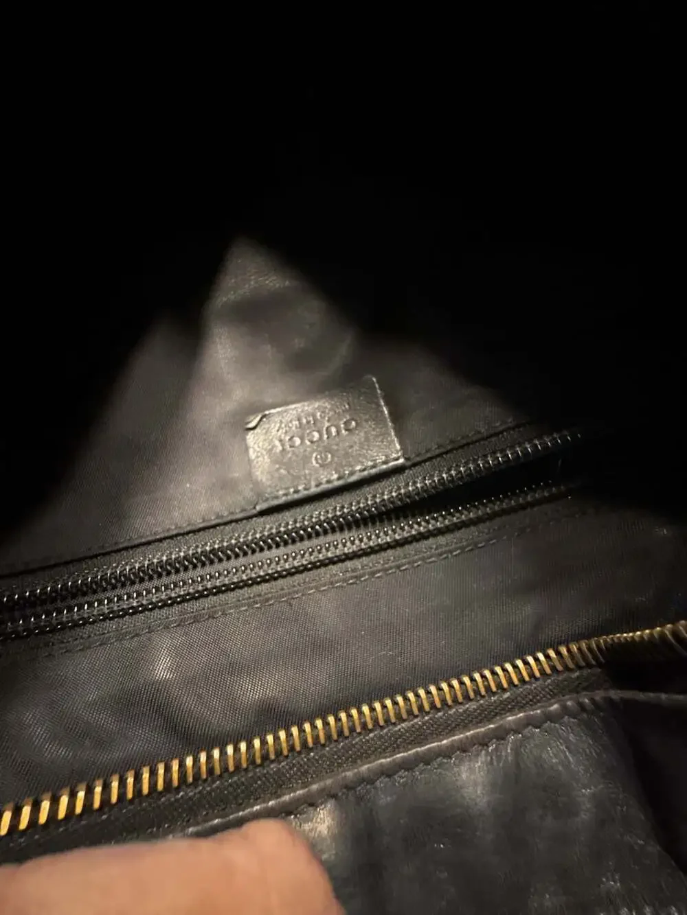 Gucci Guccissima Black Embossed Nylon and Leather Messenger Bag